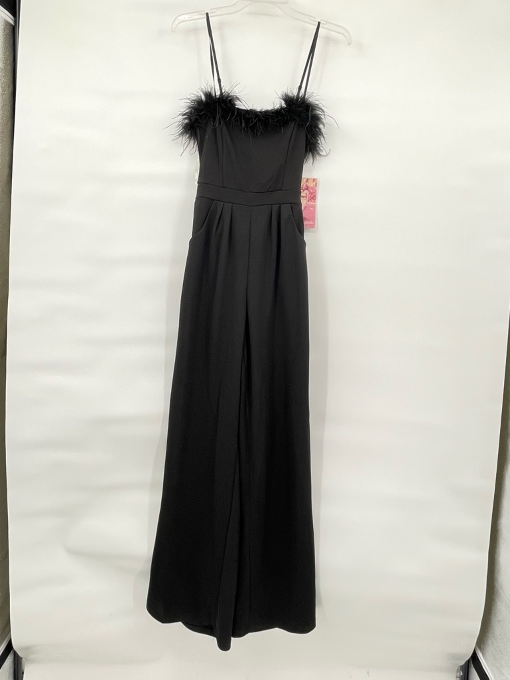 Emerald Sundae NWT black feather trim jumpsuit